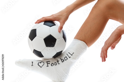 Soccer football player sport plaster, bandage care.