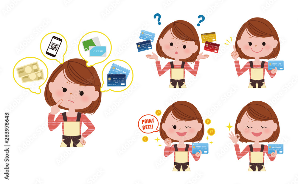 The illustration of a woman has a credit card. The illustration of a woman has a credit card.