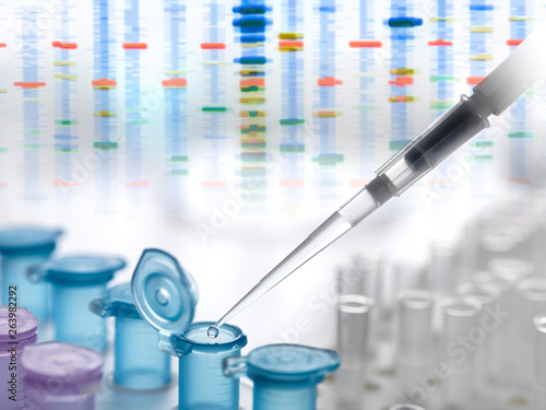 A DNA sample being pipetted into a eppendorf tube for automated analysis