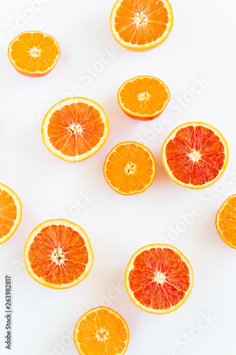 Cut Oranges on White Background