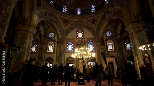 prayers in sultan ahmed mosque in istanbul