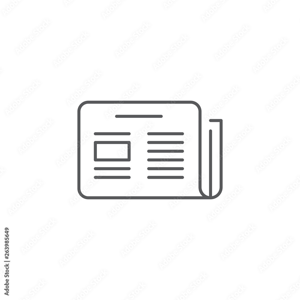 News symbol. Newspaper line icon, outline vector symbol illustration, linear pictogram isolated on white News symbol. Newspaper line icon, outline vector symbol illustration, linear pictogram isolated on white