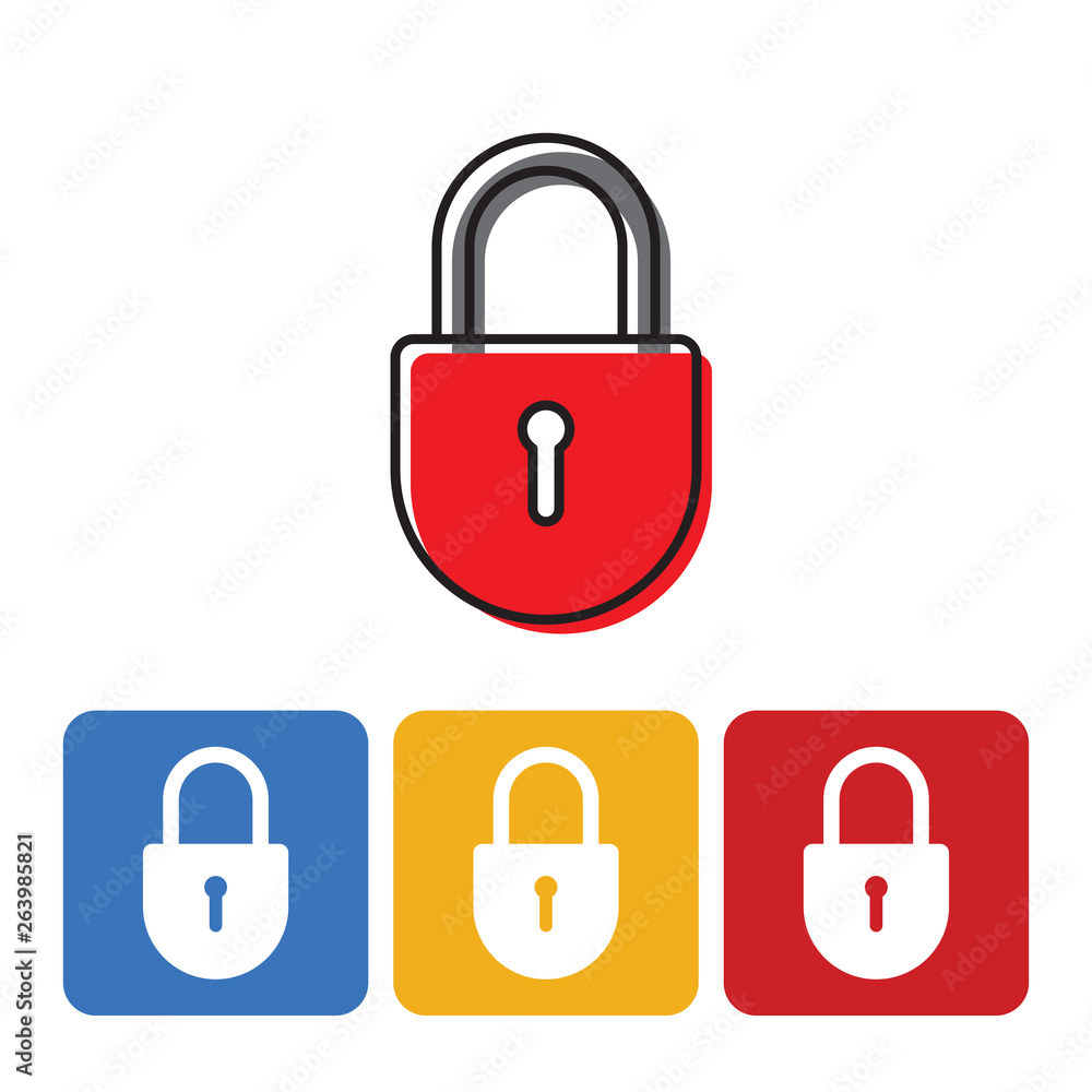 set of red security Lock Icon Flat Graphic Design isolated on white set of red security Lock Icon Flat Graphic Design isolated on white