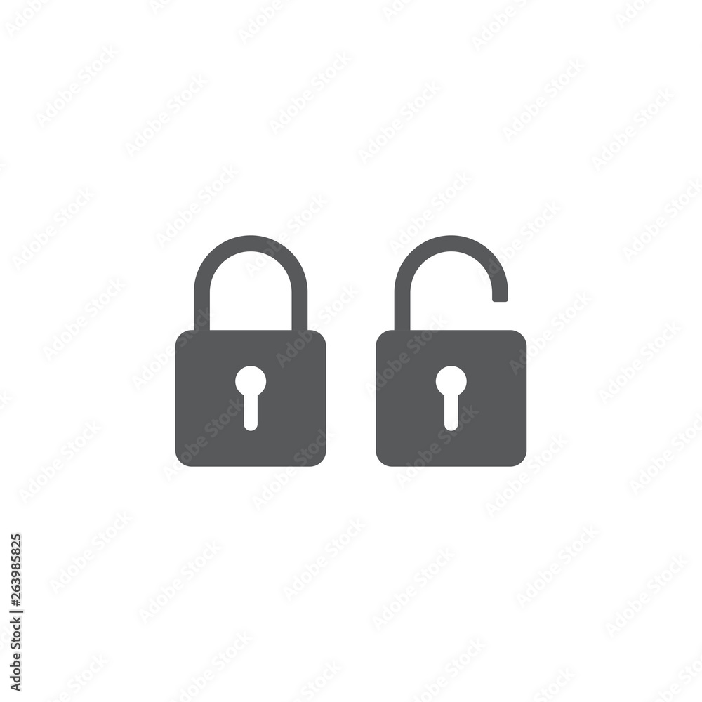 security Lock Icon Flat Graphic Design isolated on white security Lock Icon Flat Graphic Design isolated on white