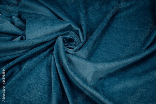 The fabric is blue corduroy.