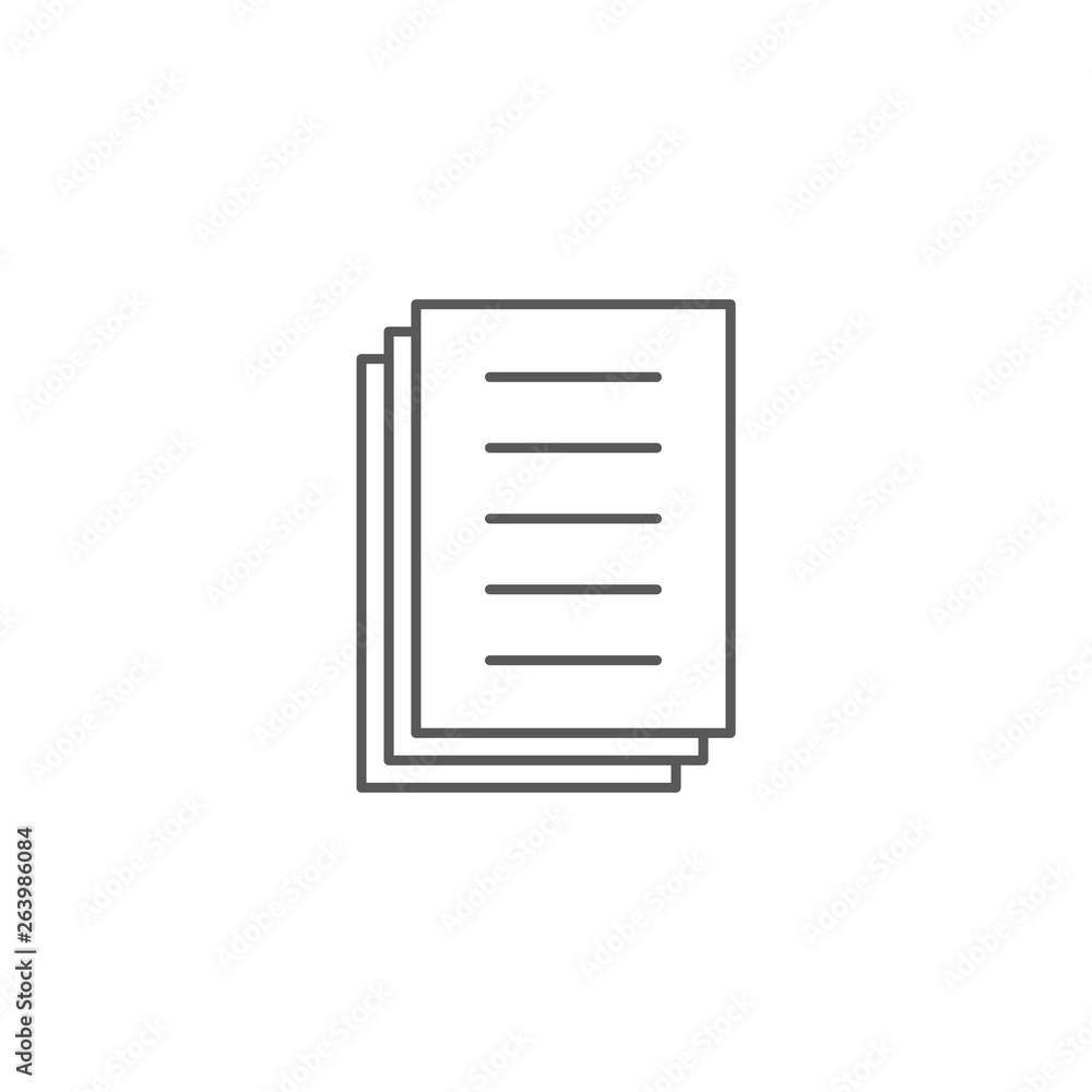 Document papers pile line icon, outline vector sign, linear style pictogram isolated on white Document papers pile line icon, outline vector sign, linear style pictogram isolated on white