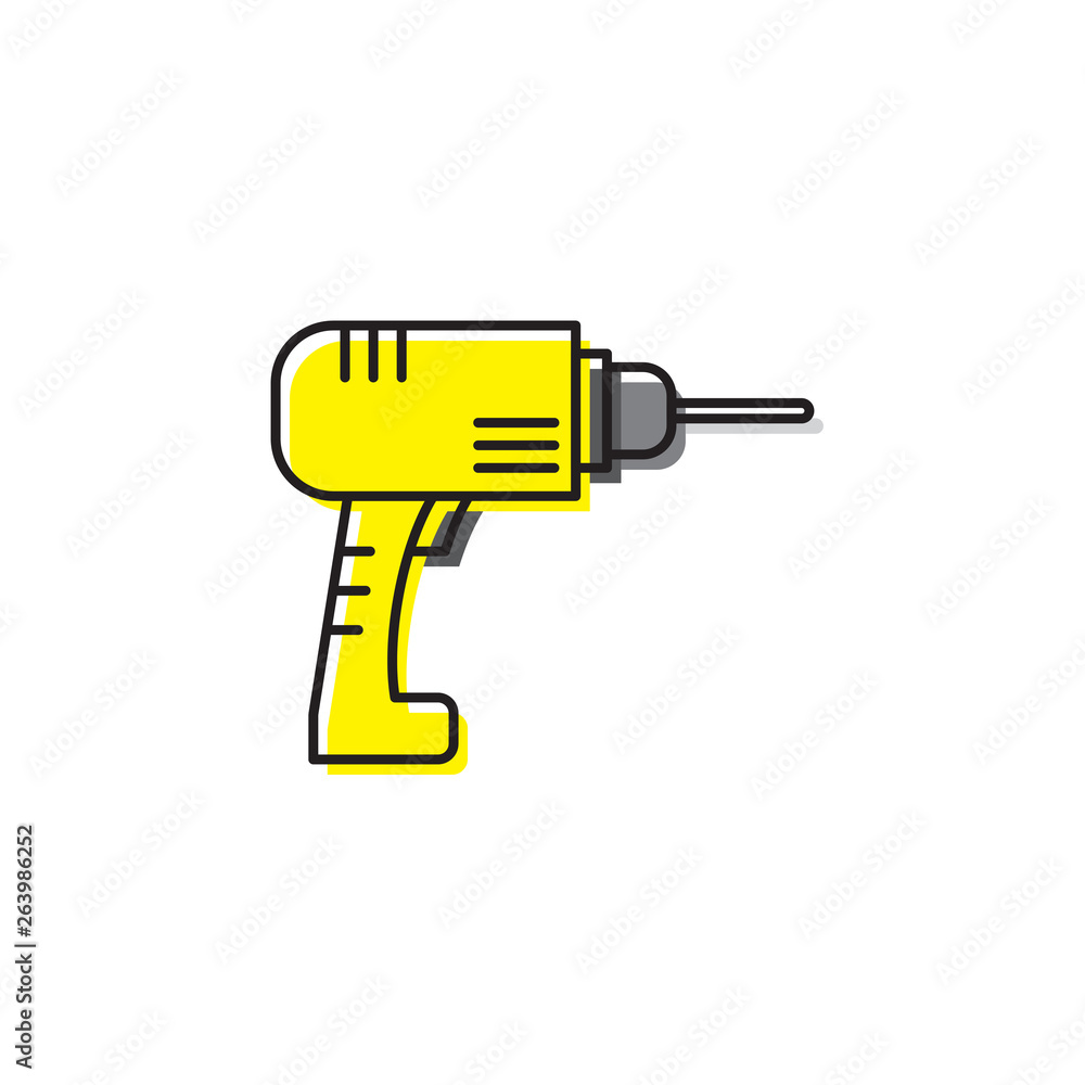 Hand Drill Machine flat vector icon isolated on white background Hand Drill Machine flat vector icon isolated on white background