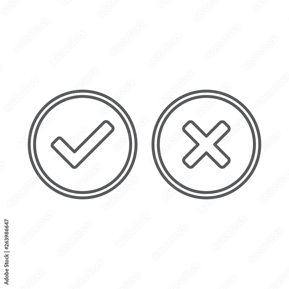 Check box line icons set isolated on white background Check box line icons set isolated on white background