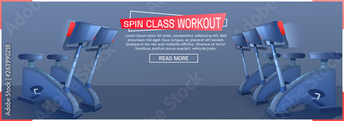 Sport spinning class workout banner. Fit working