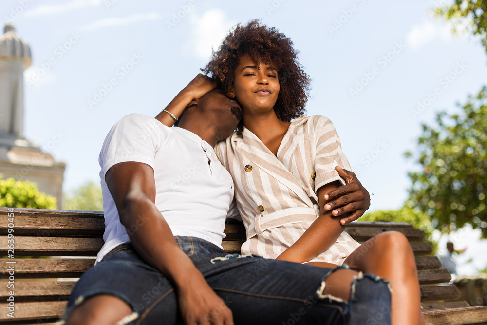 © Samuel B. - Outdoor protrait of black african american couple embracing each other © Samuel B. - Outdoor protrait of black african american couple embracing each other