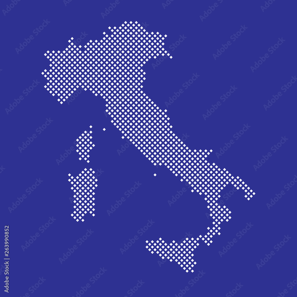 Pixel map of Italy. Vector dotted map of Italy isolated on white background. Italy map page symbol for your web site design map logo, app, ui, Travel vector