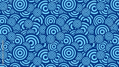 Blue Overlapping Concentric Circles Pattern Background