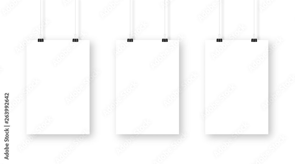 Poster mockup isolated on white background. Realistic blank poster template. Set of vertical frame mockups hanging on the wall. Vector Poster mockup isolated on white background. Realistic blank poster template. Set of vertical frame mockups hanging on the wall. Vector