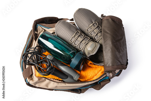 Sports bag with sports equipment