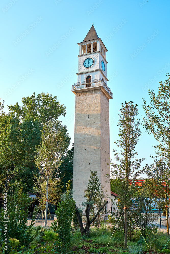 Clock tower. The Skanderbeg Square  is the main plaza in the centre of Tirana