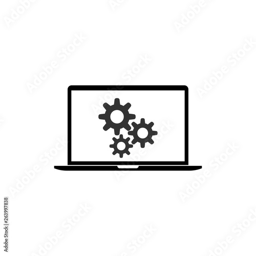 Repair, service, laptop icon. Vector illustration, flat design