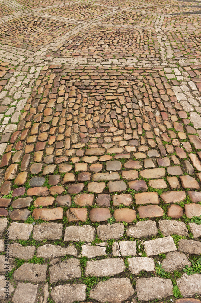 Old square paved with large cobblestones Old square paved with large cobblestones