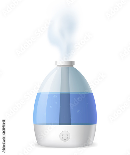 Realistic 3d Detailed Working Humidifier with Water. Vector
