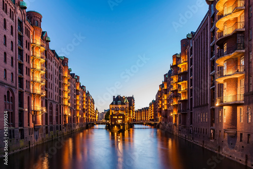 Germany, Hamburg, Old Warehouse District and Wasserschloss photo
