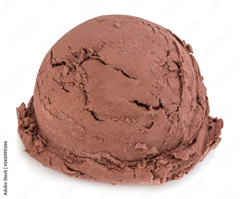 chocolate ice cream scoops side view on white background with clipping path chocolate ice cream scoops side view on white background with clipping path