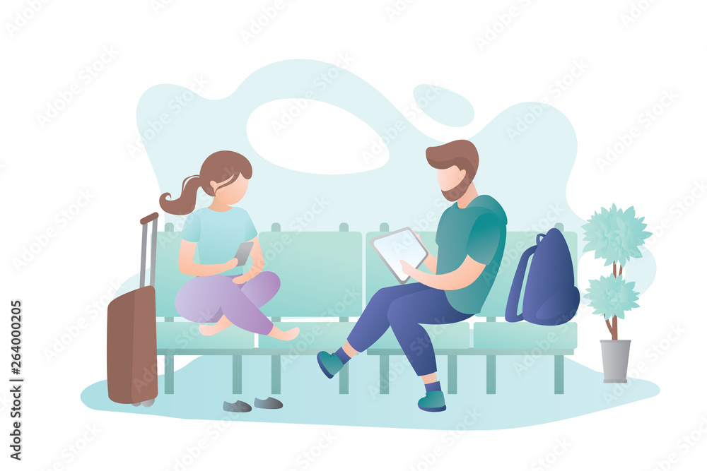 People are waiting for departure at the airport People are waiting for departure at the airport
