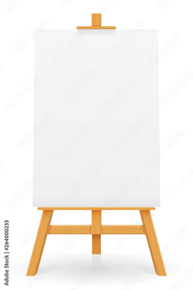 wooden easel for painting and drawing with a blank sheet of paper template for design vector illustration wooden easel for painting and drawing with a blank sheet of paper template for design vector illustration