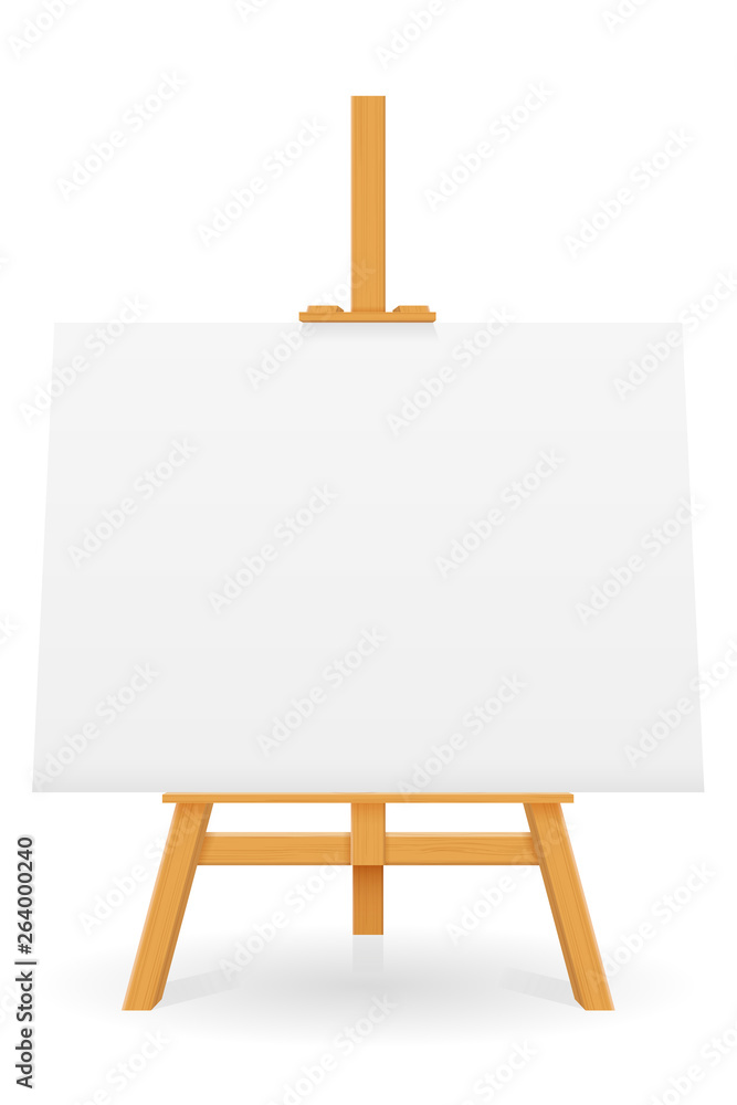 wooden easel for painting and drawing with a blank sheet of paper template for design vector illustration wooden easel for painting and drawing with a blank sheet of paper template for design vector illustration