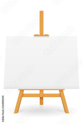 wooden easel for painting and drawing with a blank sheet of paper template for design vector illustration