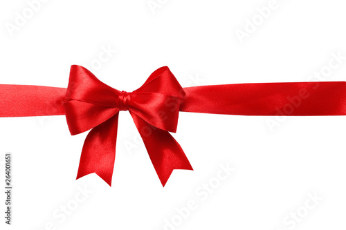 Red bow and ribbon isolated on white background. Insulation.