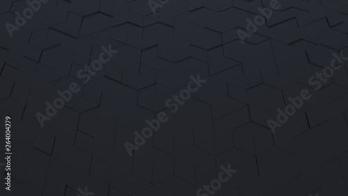 Φωτογραφία black abstract background with techie hexagons and triangles, 3D rendering, 3d i