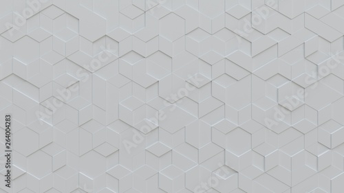 Fotografie white abstract background with techie hexagons and triangles, 3D rendering, 3d i