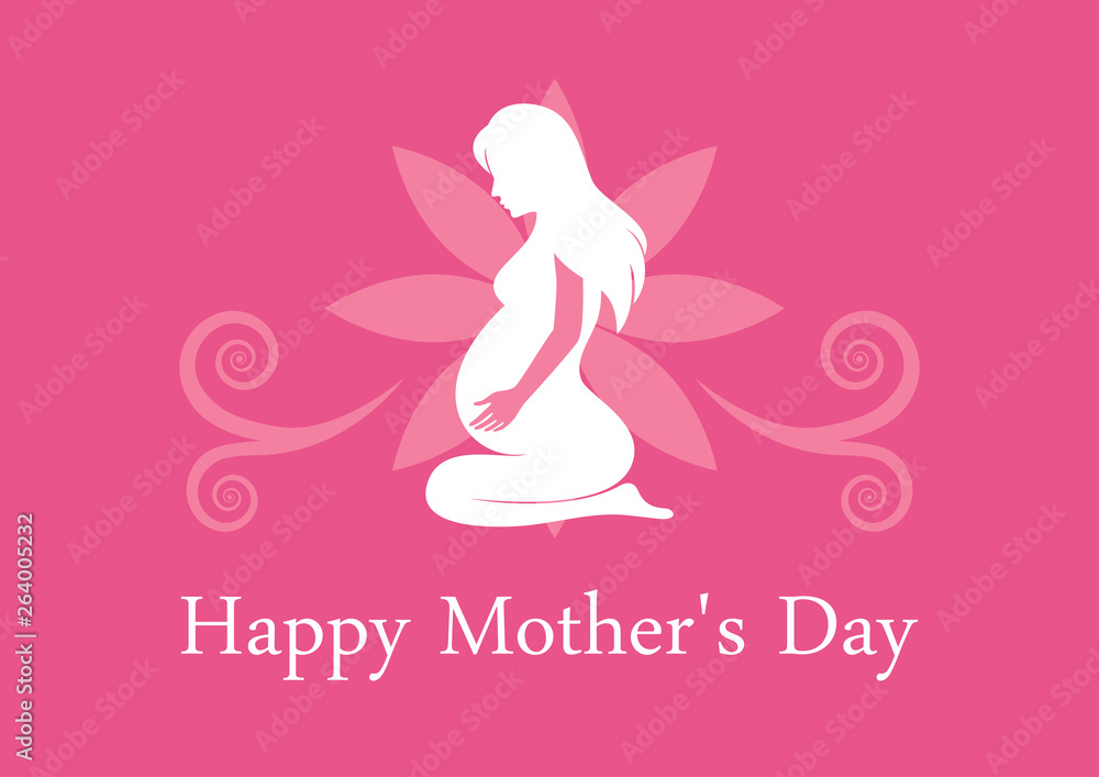 Happy Mother's Day with pregnant woman vector. Pregnant Woman Kneeling vector illustration. Silhouette of pregnant woman. Abstract pregnant woman vector illustration. Important day Happy Mother's Day with pregnant woman vector. Pregnant Woman Kneeling vector illustration. Silhouette of pregnant woman. Abstract pregnant woman vector illustration. Important day