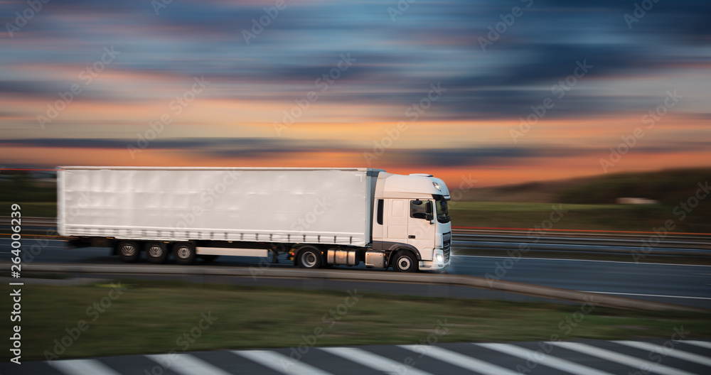 Truck with container on road, cargo transportation concept. Truck with container on road, cargo transportation concept.