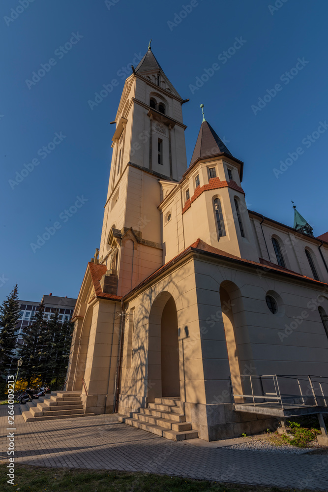 Church of St. Jan Nepomucky in Ceske Budejovice city in south Bohemia