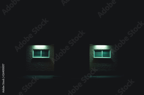 Neon industrial building night