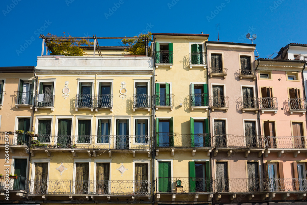 colorful buildings on square Piazza dei Signori, Padua, Italy