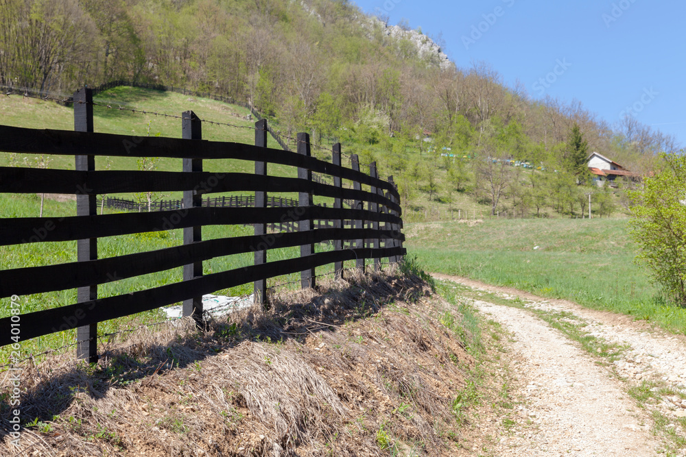 wooden fence in the countryside
