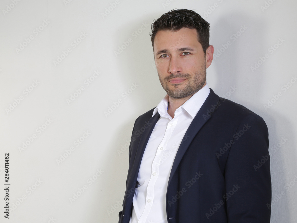 Male suit business model german short brown hair beard Male suit business model german short brown hair beard