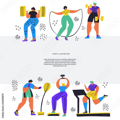 Training, workout hand drawn flat illustration