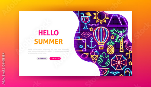Hello Summer Neon Landing Page
