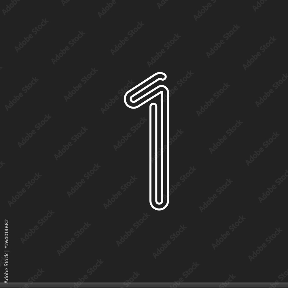 Lines number 1, thread maze style vector latin number for logo and monogram. Typography design. Lines number 1, thread maze style vector latin number for logo and monogram. Typography design.
