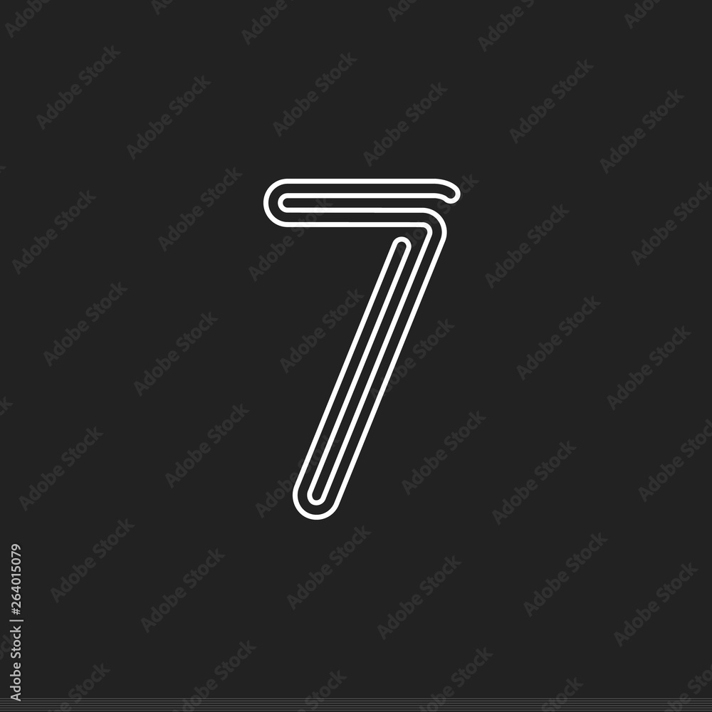 Lines number 7, thread maze style vector latin number for logo and monogram. Typography design. Lines number 7, thread maze style vector latin number for logo and monogram. Typography design.