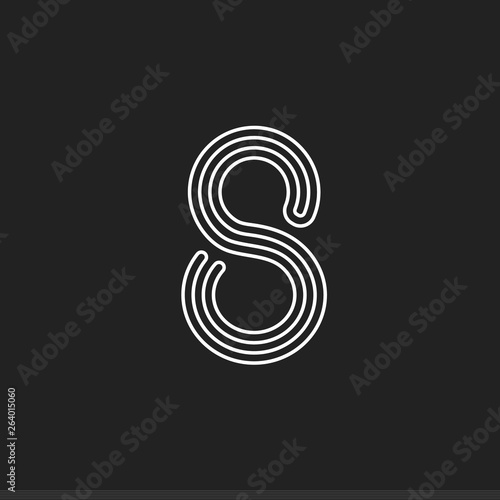 Lines number 8, thread maze style vector latin number for logo and monogram. Typography design.