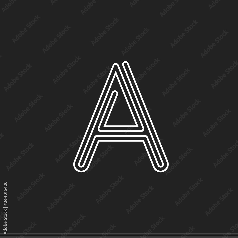 Lines letter A, thread maze style vector latin letter for logo and monogram. Typography design. Lines letter A, thread maze style vector latin letter for logo and monogram. Typography design.