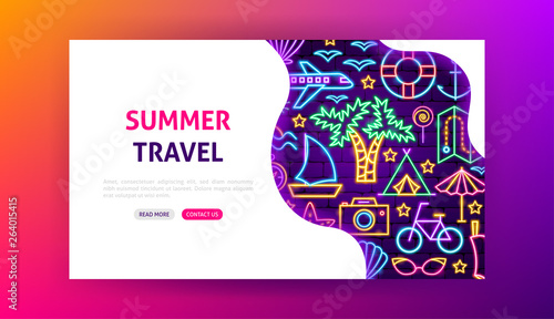 Summer Travel Neon Landing Page