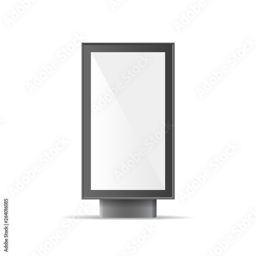 Realistic Detailed 3d White Mockup Billboard Bus Stop. Vector