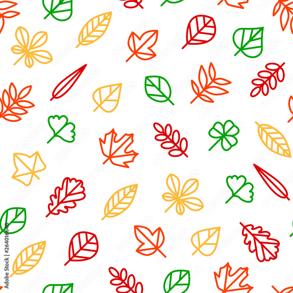 Leaf Signs Thin Line Seamless Pattern Background. Vector Leaf Signs Thin Line Seamless Pattern Background. Vector