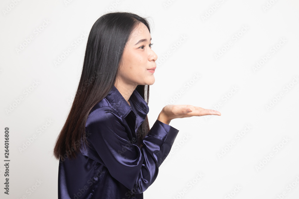Beautiful young Asian woman blow a kiss. Beautiful young Asian woman blow a kiss.