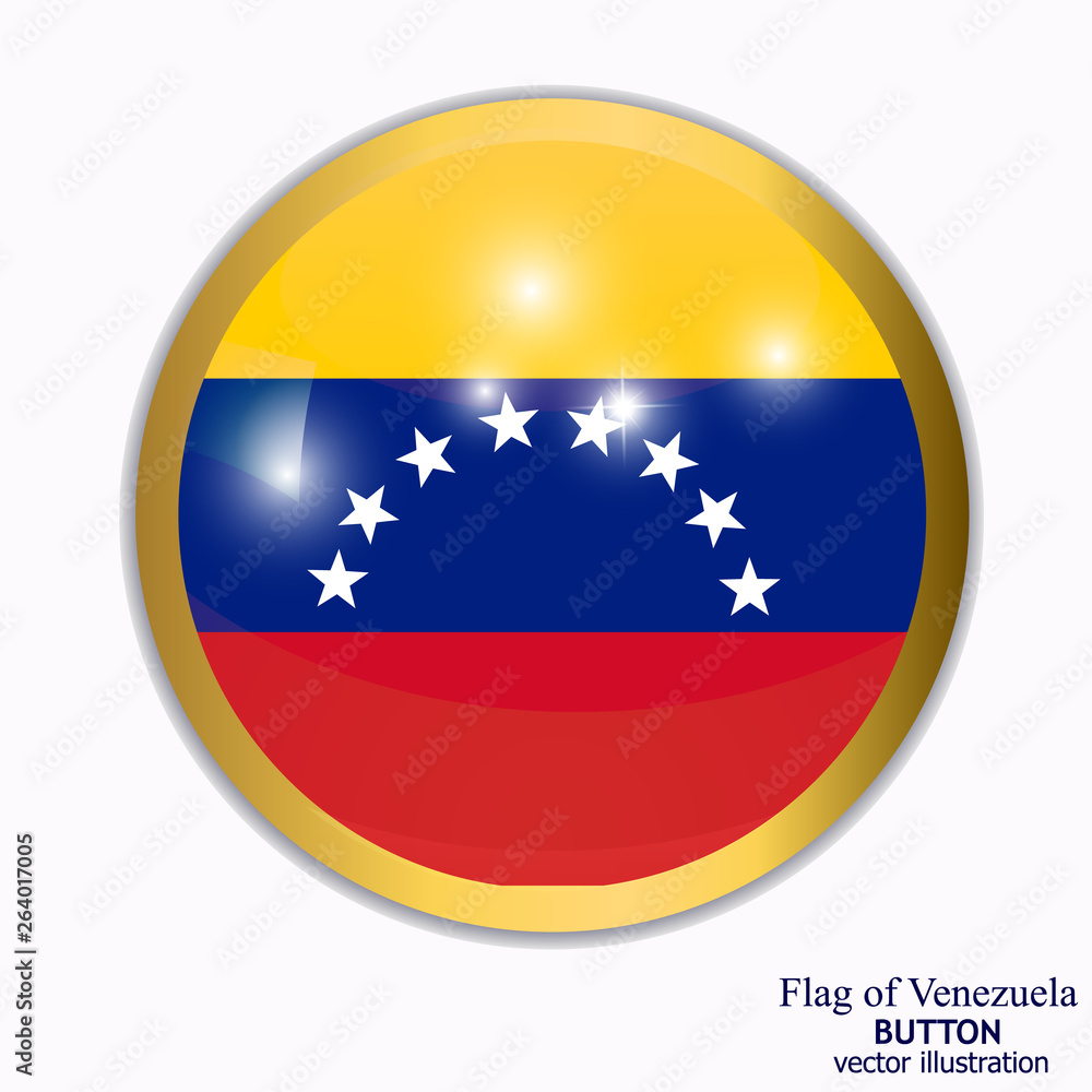 Banner with flag of Venezuela. Colorful illustration with flag for web design. Button with transparent background. Vector illustration. Banner with flag of Venezuela. Colorful illustration with flag for web design. Button with transparent background. Vector illustration.