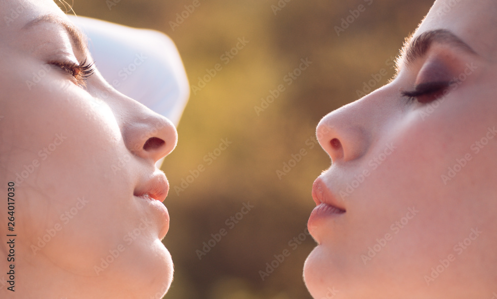 Obraz premium They are simply gorgeous. Adorable women. Pretty women with natural makeup. Visage skincare and makeup. Cute girls with young healthy skin. Natural skincare products. Beauty look of skincare models